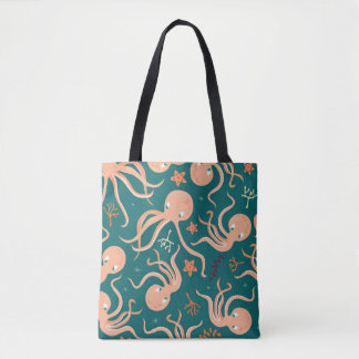 Tote Bag Merveilles sous-marines : Octopus Starfish Dance