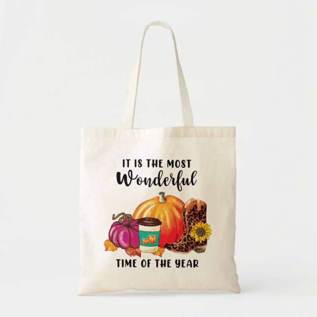 Tote Bag Merveilleux Moment De L'Année Citation Citrouille  (Devant)
