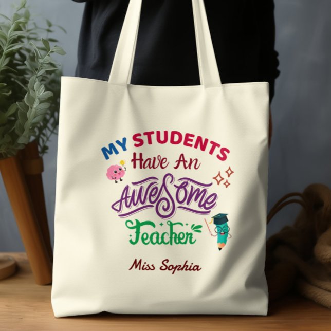 Tote Bag Mes Étudiants Ont Un Enseignant Super (Créateur téléchargé)