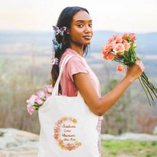 Tote Bag Message de guirlande florale colorée joyeuse