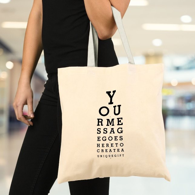 Tote Bag Message personnalisé Test de vue amusant Graphique (Custom Message Fun Eye Sight Test Optician Chart Tote Bag)