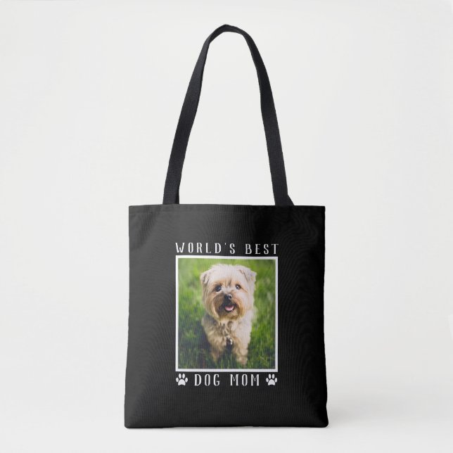 Tote Bag Mete World's Best Dog Mom Empreintes de pattes Pho (Devant)