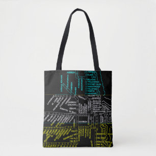Tote Bag Métro de Chicago Carte du système Vintage Route NE