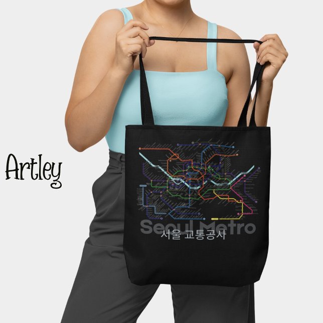 Tote Bag Métro Séoul Métro Carte Corée Voyageur (Créateur téléchargé)