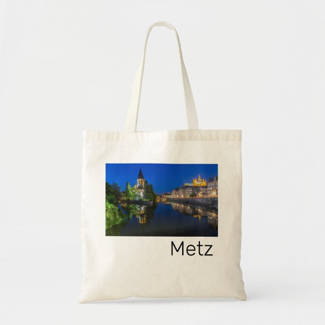 Tote Bag Metz Temple Neuf France Nuit Moselle Souvenir (Devant)