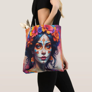 Tote Bag Mexican Catrina watercolor
