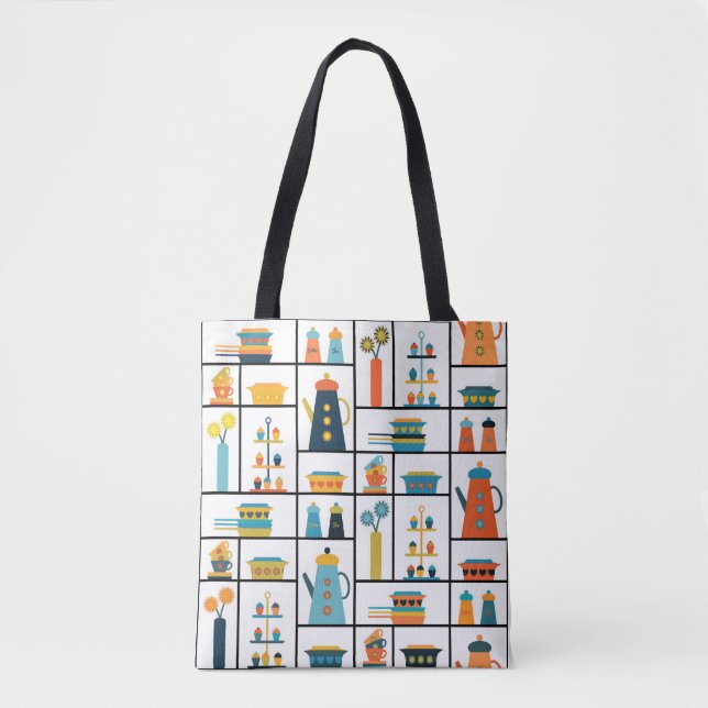 Tote Bag Mi-siècle Moderne Rétro Élégants Tablettes De Cuis (Devant)