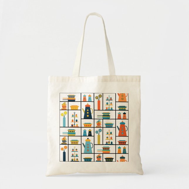 Tote Bag Mi-siècle Moderne Rétro Élégants Tablettes De Cuis (Devant)