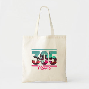 Tote Bag Miami 305 Zone Code Floride Palm Trees Vintage Pri