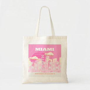 Tote Bag Miami Beach, Miami Travel Art, Preppy, rose