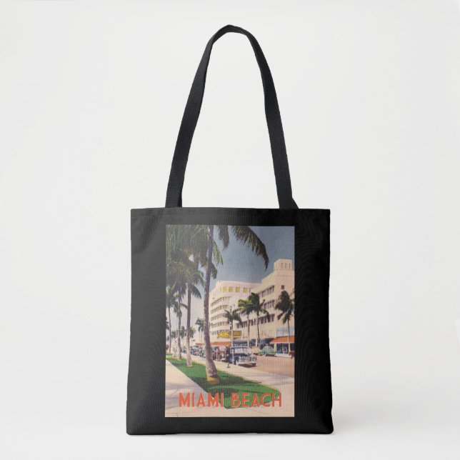 Tote Bag Miami Beach Vintage 1940s Street Scene (Devant)