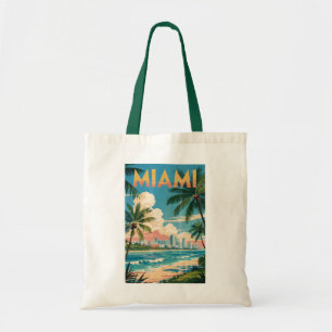Tote Bag Miami Floride Illustration Art de Voyage Vintage