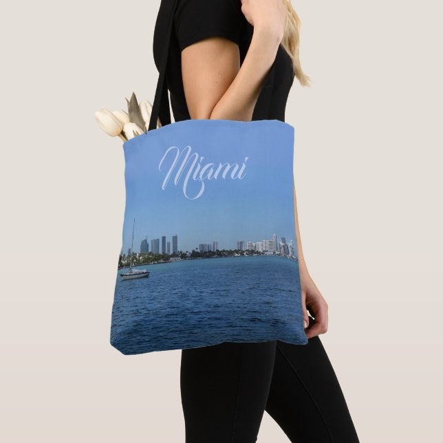 Tote Bag Miami Skyline (texte personnalisable sans sortie) (De près)
