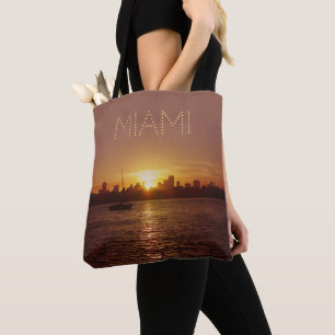 Tote Bag Miami Sunset Skyline (avec texte personnalisable e