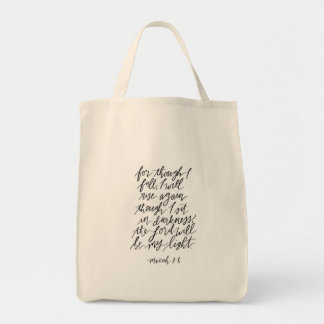 Tote Bag Micah 7:8 Handlettered Bible Verse Quote