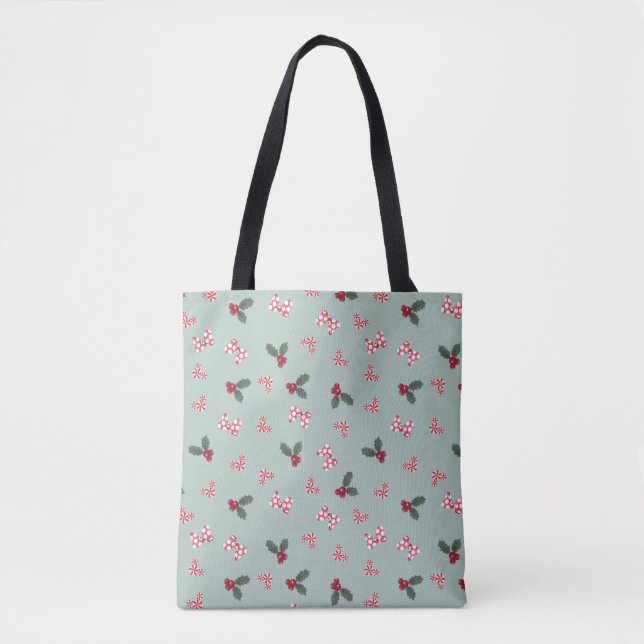 Tote Bag Mickey & Minnie | Christmas Holly Motif (Devant)