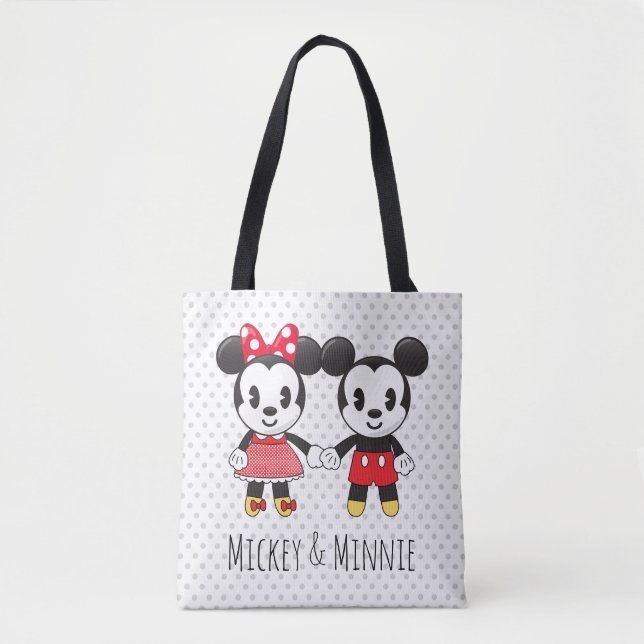 Tote Bag Mickey & Minnie Holding Mains Emoji (Devant)