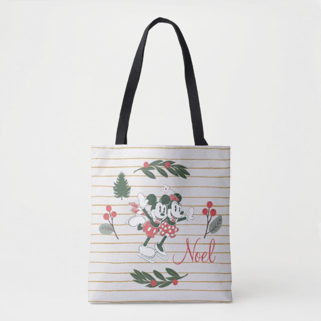 Tote Bag Mickey & Minnie | Noel de patinage de Noël (Devant)