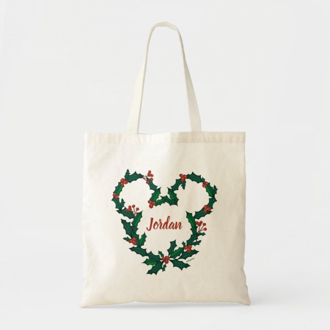 Tote Bag Mickey Mouse Holiday Wreath (Devant)