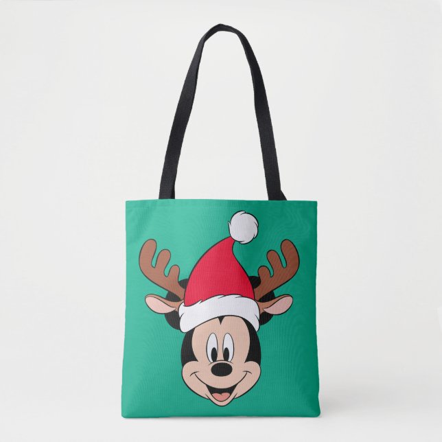 Tote Bag Mickey Mouse | Reindeer Ears & Santa Hat (Devant)