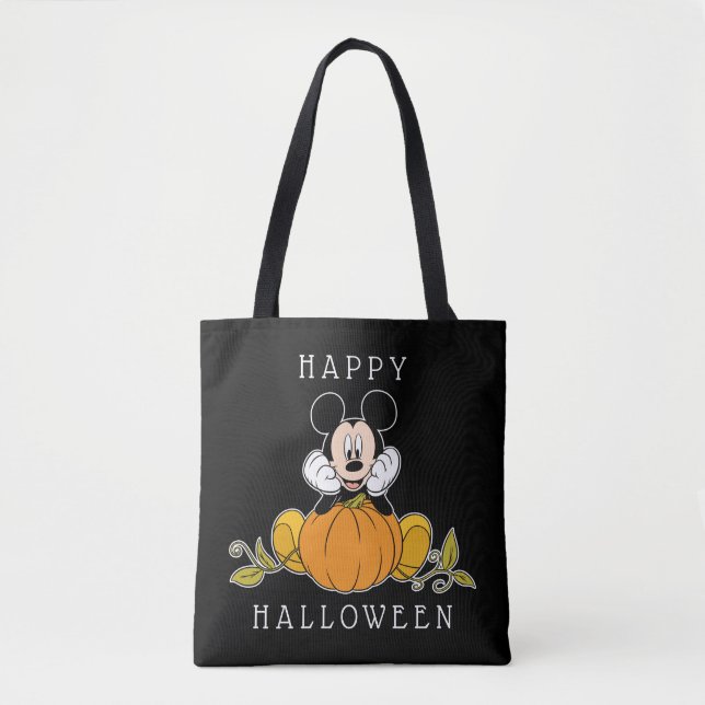 Tote Bag Mickey Souris assise sur le Citrouille (Devant)