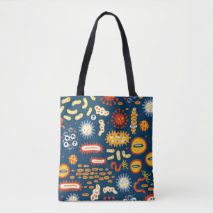 Tote Bag Microorganismes Bleu foncé : Motif de biologie