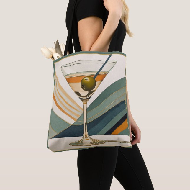 Tote Bag Mid Century Modern Martini Cocktail Heure (De près)