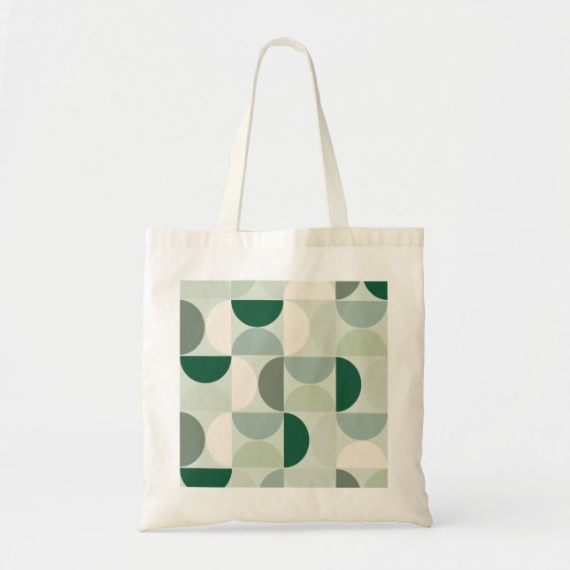 Tote Bag Mid Century Moderne Abstrait Motif Sage Green (Devant)