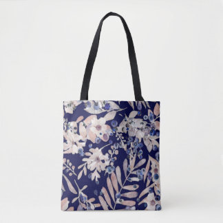 Tote Bag Midnight Indigo Eucalyptus & Blueberry Botanical