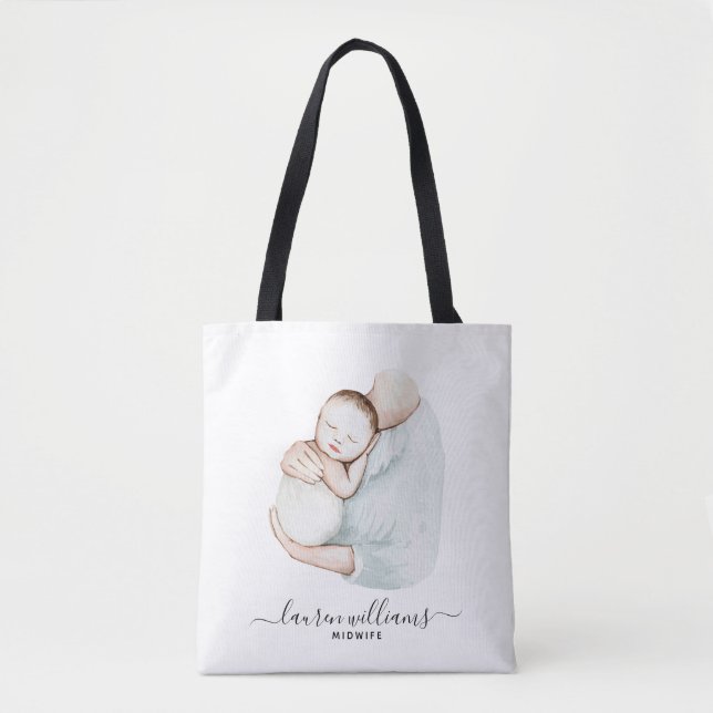 Tote Bag Midwifes Doula Naissance Nurse Cute Aquarelle (Devant)