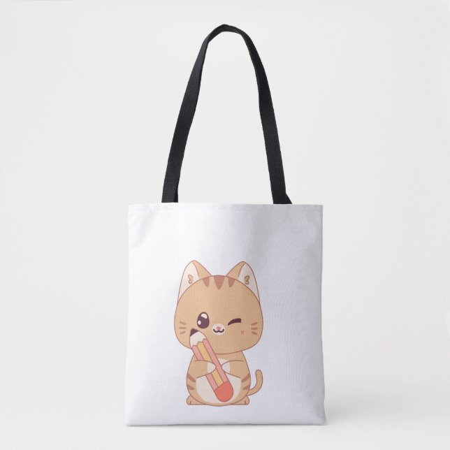 Tote Bag mignon étudiant en chat | Conception amoureux des  (Devant)