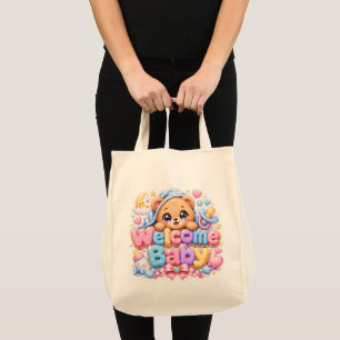 Tote Bag Mignon Kawaii Bienvenue Bébé Ours en Peluche Rose