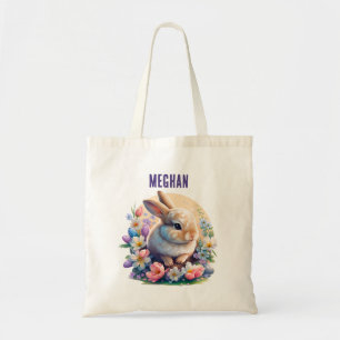 Tote Bag mignon lapin de Pâques ajouter nom