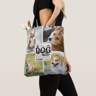 Tote Bag Mignon LOVE MY CHIEN Photo Collage personnalisé