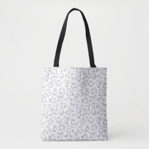 Tote Bag mignon motif de chat de yoga sur fond blanc