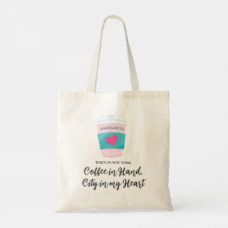 Tote Bag Mignon Quand À New York Boire Tasse De Café Nom Pe