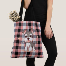 Mignon Schnauzer Kawaii Chien Plaid Rose Buffalo