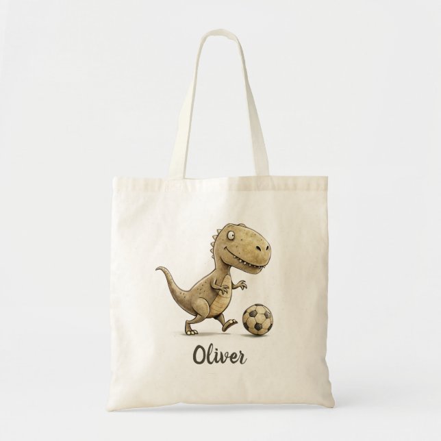 Tote Bag Mignon Tiny Trex Jouant au Football (Devant)