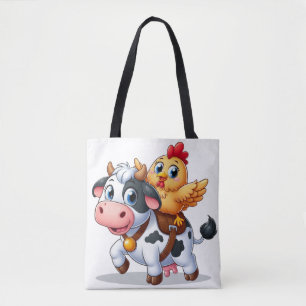 Tote Bag mignon vache/poulet caricature