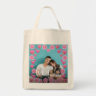 Tote Bag Mignonne COEUR T'AIME MÈRE Fête des Mères Photo