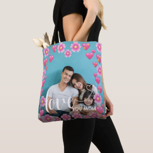 Tote Bag Mignonne COEUR T'AIME MÈRE Fête des Mères Photo