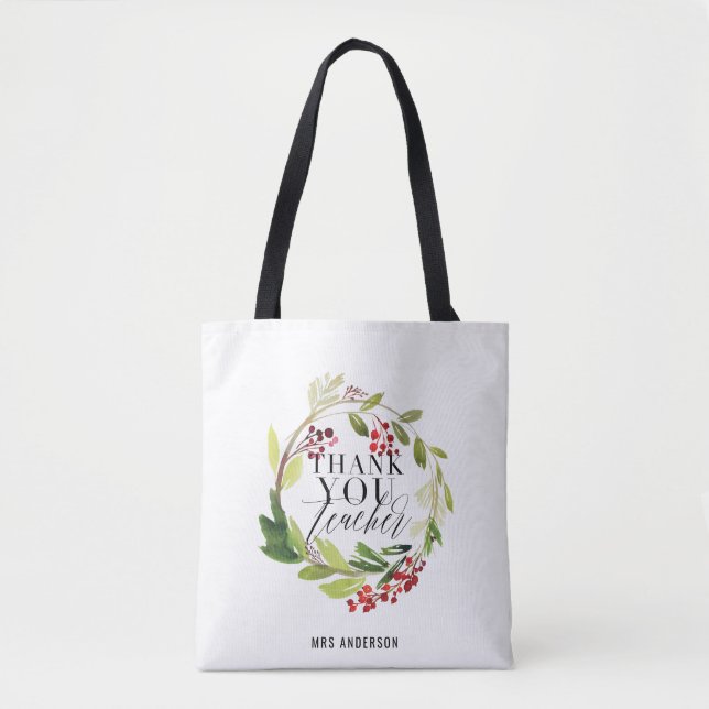 Tote Bag mignonne couronnes florales professeur élégant (Devant)