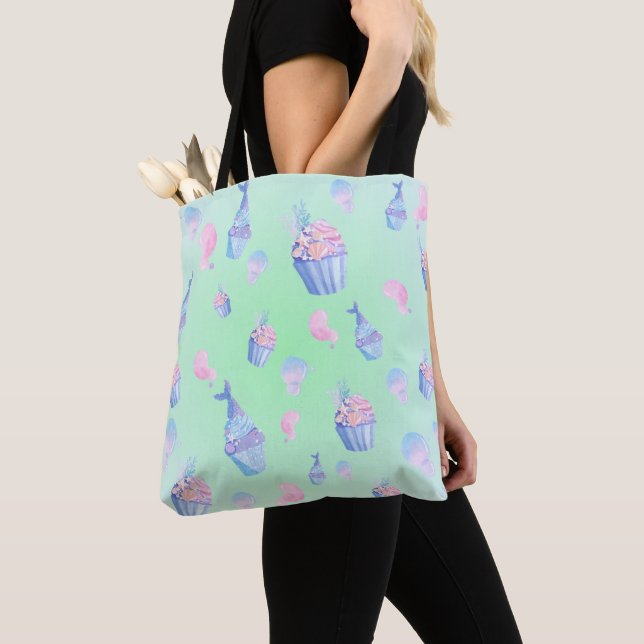 Tote Bag mignonne cupcake Sweet sirène fête d'anniversaire  (De près)