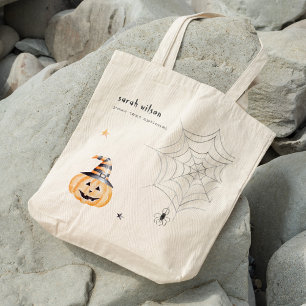 Tote Bag Mignonne Éffrayante Halloween Citrouille Spider We