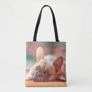Tote Bag Mignonne French Bulldog Eau Couleur Art Peinture