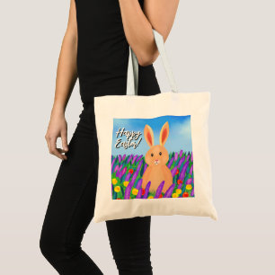 Tote Bag Mignonne lapin de Pâques dans les fleurs
