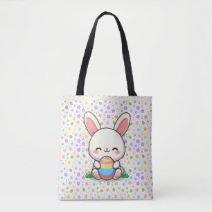 Tote Bag Mignonne lapin de printemps/Pâques avec oeuf
