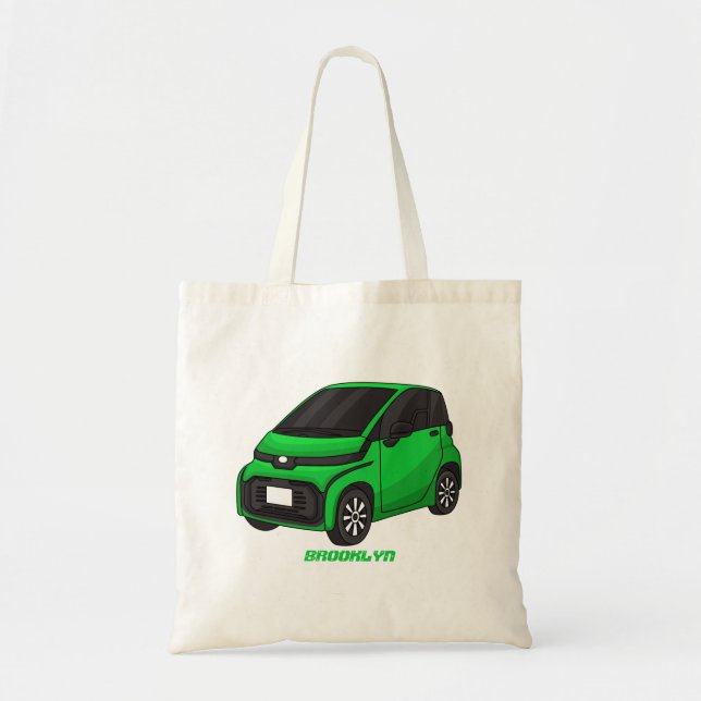 Tote Bag Mignonne micro-voiture verte (Devant)