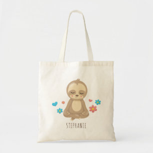 Tote Bag Mignonne Sloth Méditation Yoga Assis Illustration