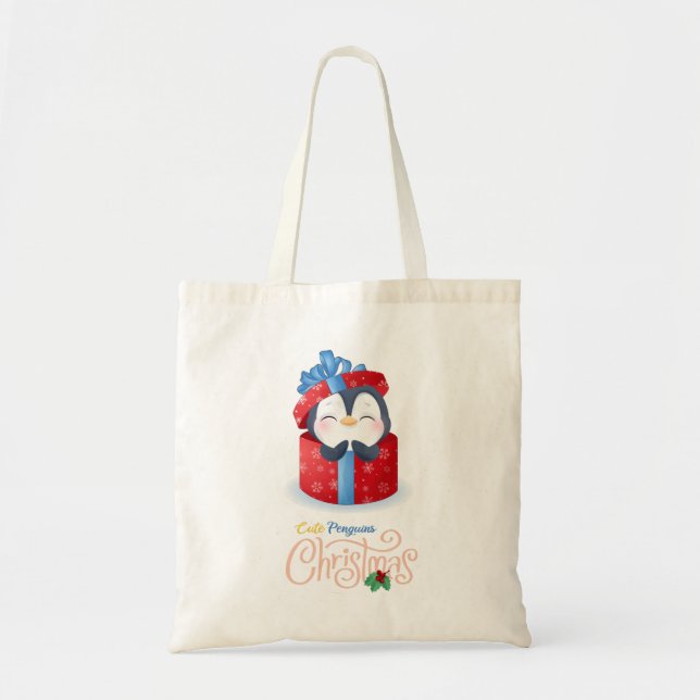 Tote Bag Mignons pingouins joyeux noël #9 (Devant)